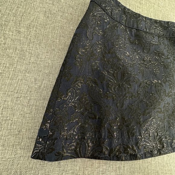 Abercrombie & Fitch Mini Skirt Navy Blue & Metallic Black 00 Lined Zipper Closur - Picture 5 of 14